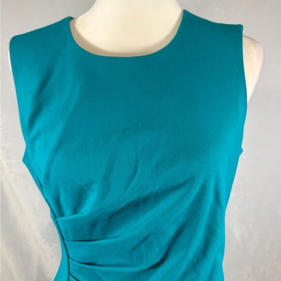 Calvin Klein beautiful teal green ruched side sheath dress size 8 - Picture 3 of 8